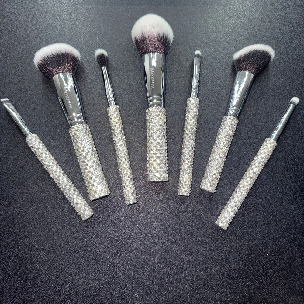Vintage MORPHE Silver Rhinestone Makeup Brush Set RARE NEW Limited Edition Set 7